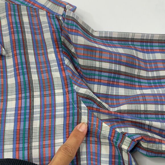 Vintage Yves Saint Lauren Shirt Mens M Medium Plaid Button Up Long Sleeve - Picture 5 of 9